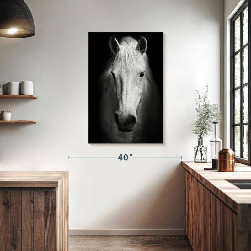 Cheval pur-sang blanc Brampt, H 39 po x l 26 po