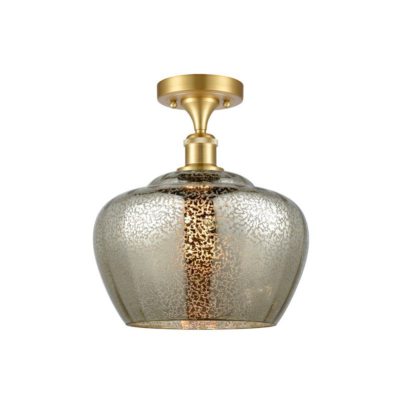 Plafonnier semi-encastré 1 lumière Renee, Mercure, Or satiné, Ampoule non incluse