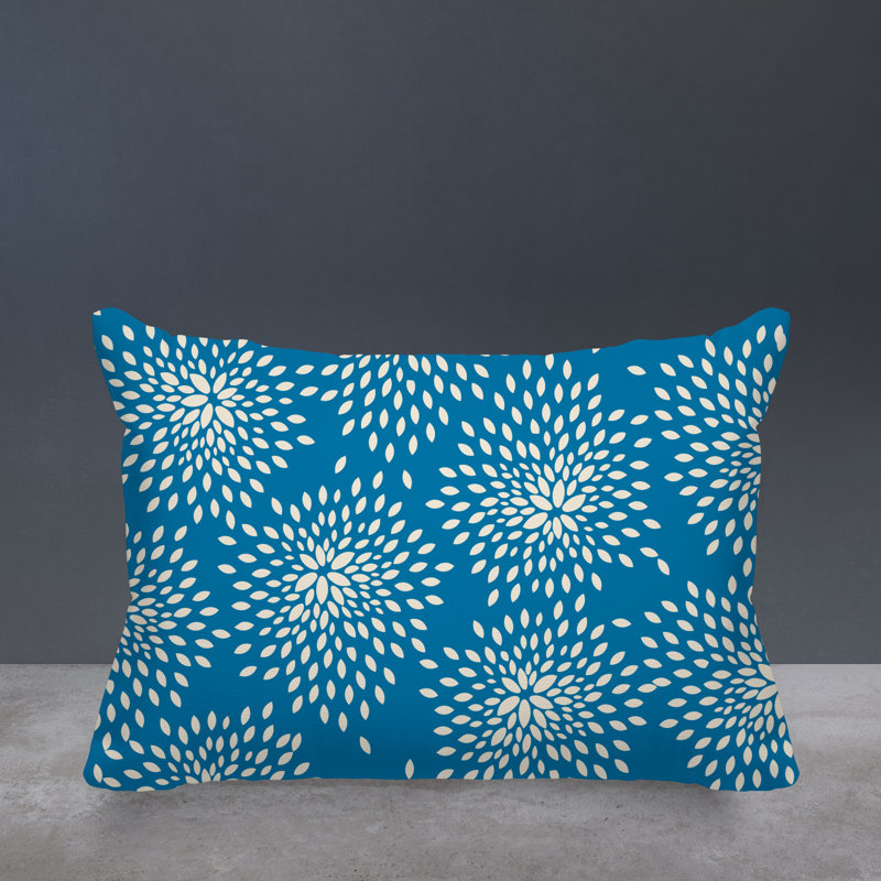 Housse et insert de coussin rectangulaire intérieur / extérieur en polyester filé Bavière, Turquoise / crème