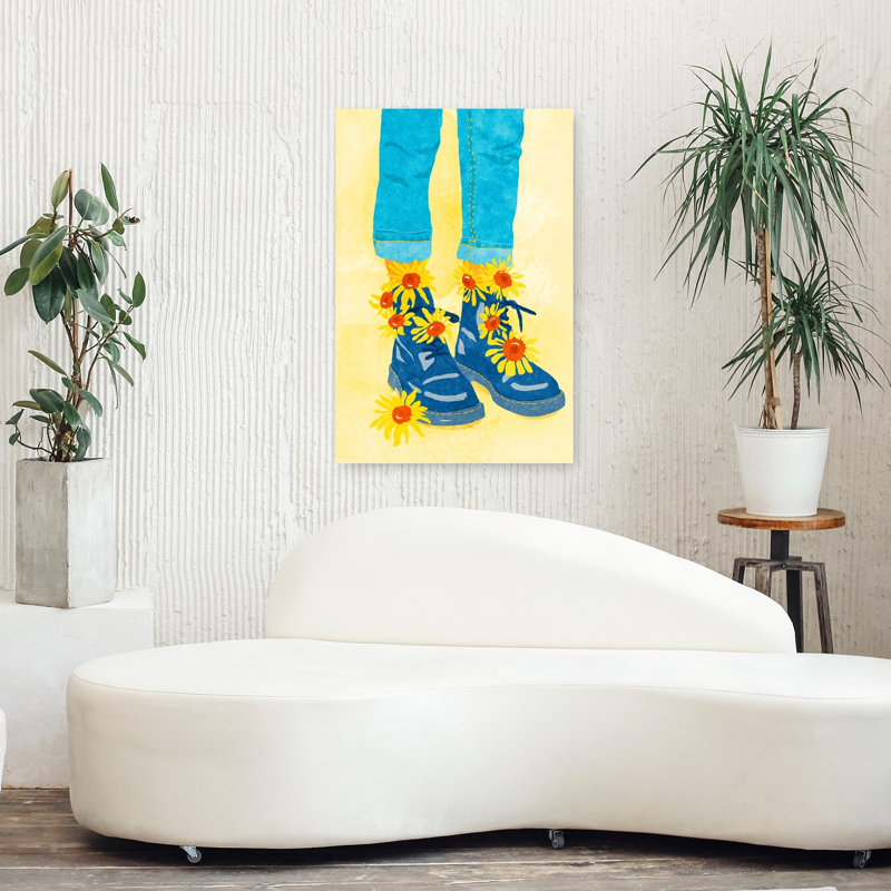 Art contemporain contemporain abstrait coloré et tournesol, H 36 po x l 24 po