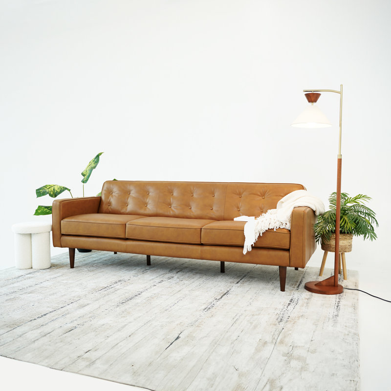 Canapé Louane, Cuir véritable brun clair