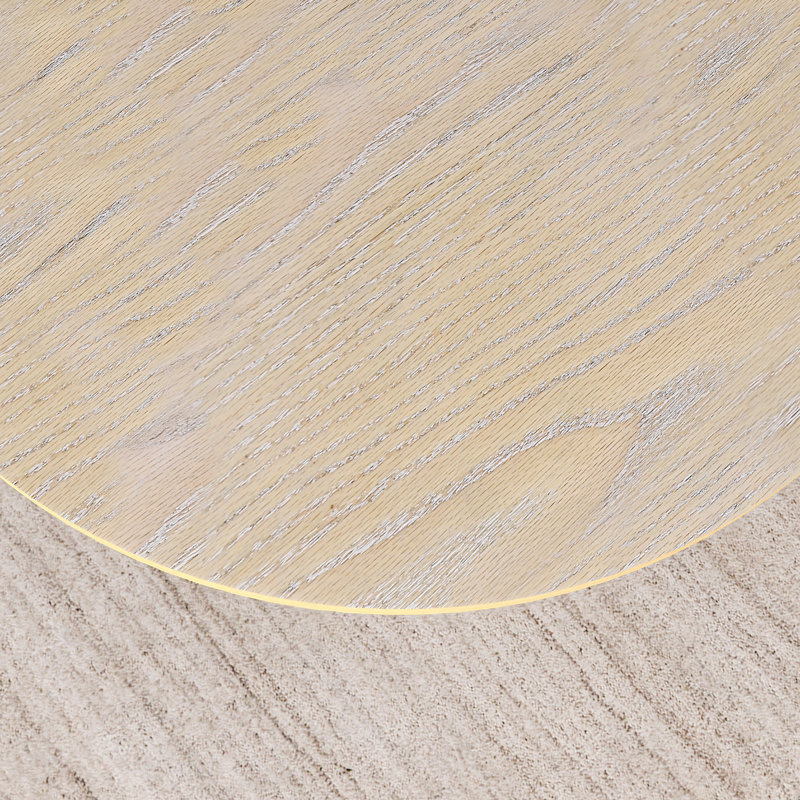 36" Round Wooden Coffee Table, Oak Wood Top/Yellow Base