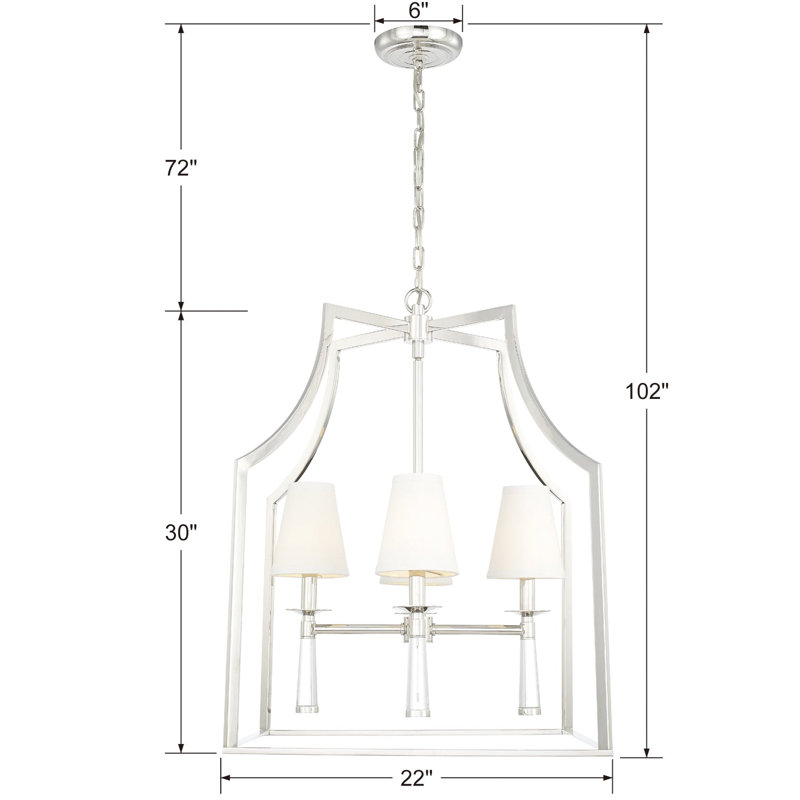 Baxter 4-Light Shaded Chandelier, Polished Nickel