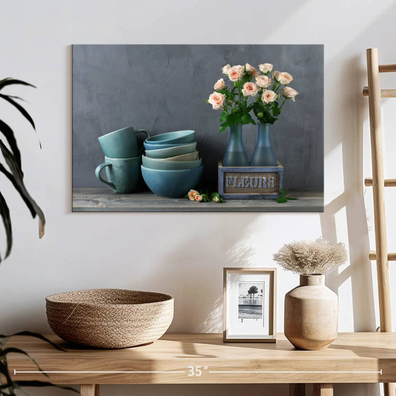 Senne Rustic Blue Ceramics, 16" H x 24" W