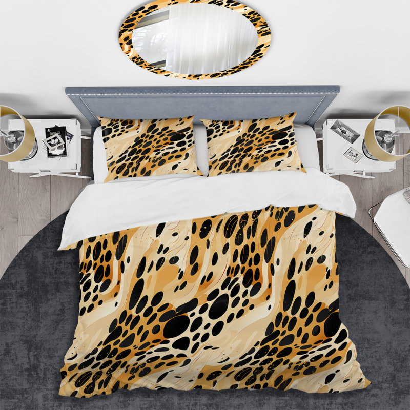 Ensemble de housse de couette orange et noir Classic Elegance Adventure III, Housse de couette pour très grand lit et 2 très
