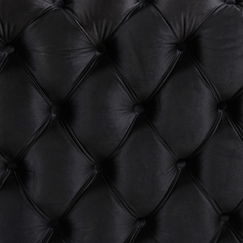 115'' Wide Velvet Chesterfield Sectional Sofa Button Tufted L-Shaped Couch With Metal Lges, Black