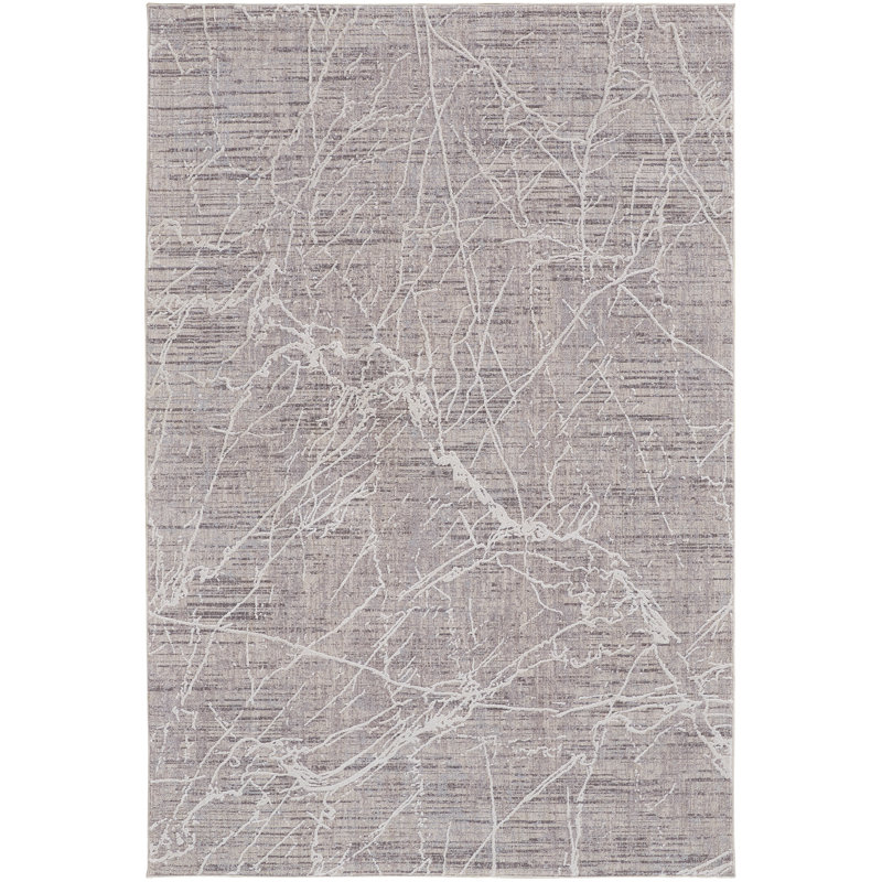 Alejoa Abstract Machine Woven Beige/Ivory Area Rug, Rectangle 1'8" x 2'10"