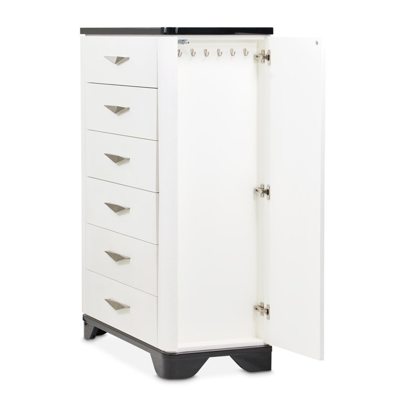 White and Black 6-Drawer Chest with Soft Close Drawers