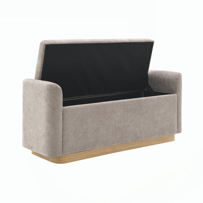 Banc de rangement avec repose-pieds et charnière de sécurité, Brown, Brown