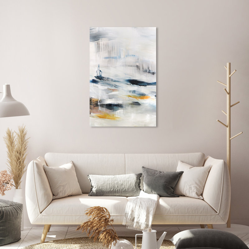 Modern Abstract Snow Landscape Print, 30" H x 20" W, Wrapped Canvas