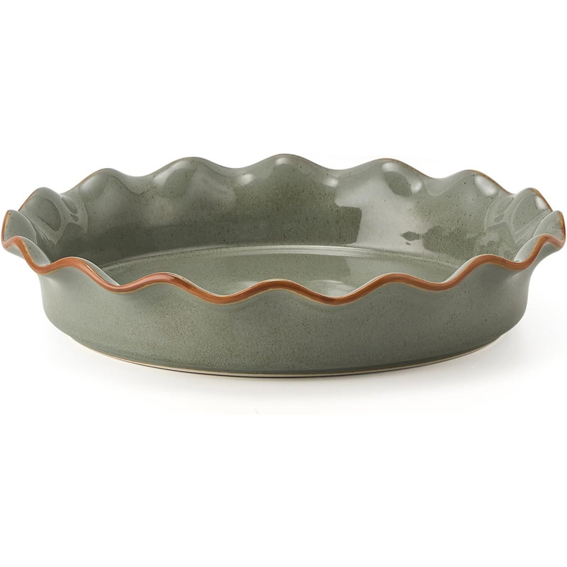 Plat à tarte en céramique de 10,5 pouces, glacis cristallisé résistant aux égratignures, four allant au four à micro-ondes et au lave-vaisselle