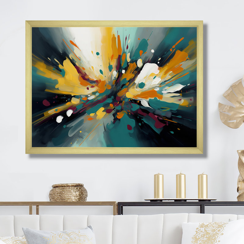 «Stasia Abstracted Poured Perception IV», Encadrement doré, H 24 po x l 32 po x P 1 po