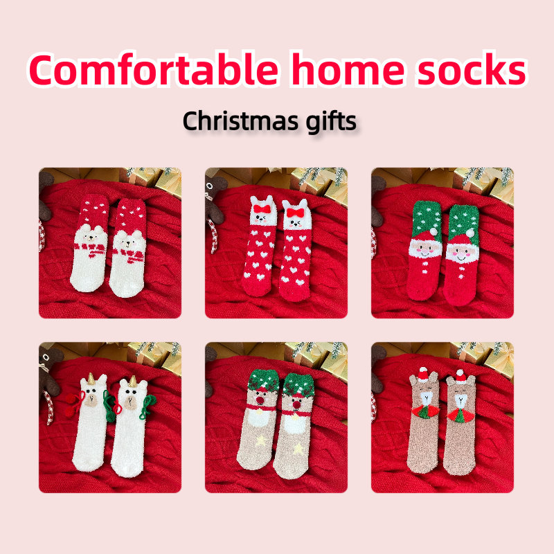 Chaussettes de Noël Fuzzy, 6 paires de chaussettes de Noël moelleuses et chaudes
