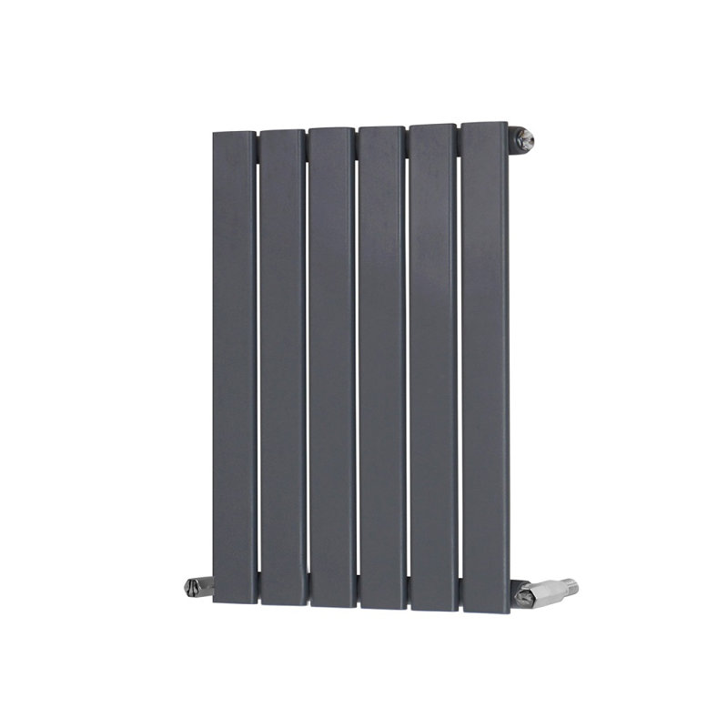 Adah Horizontal Single Flat Panel Radiator, Anthracite, 600mm H x 408mm W x 52mm D, 1