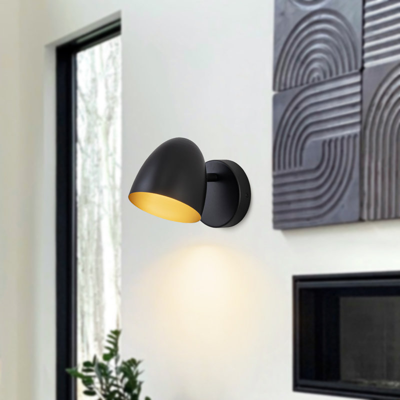 Yarrow 5-in Black Dimmable LED Wall Sconce
