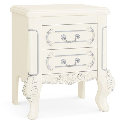 Table de chevet, table de chevet et 2 tiroirs Carved