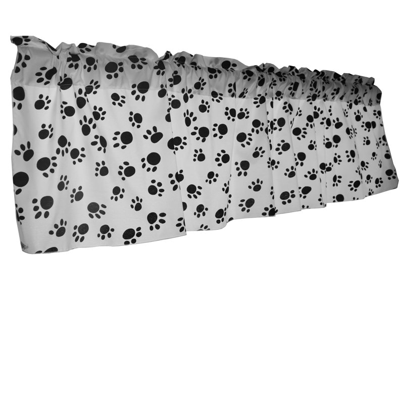 Cantonnière Paw Print, L 58 po x L 16 po, Noir sur blanc
