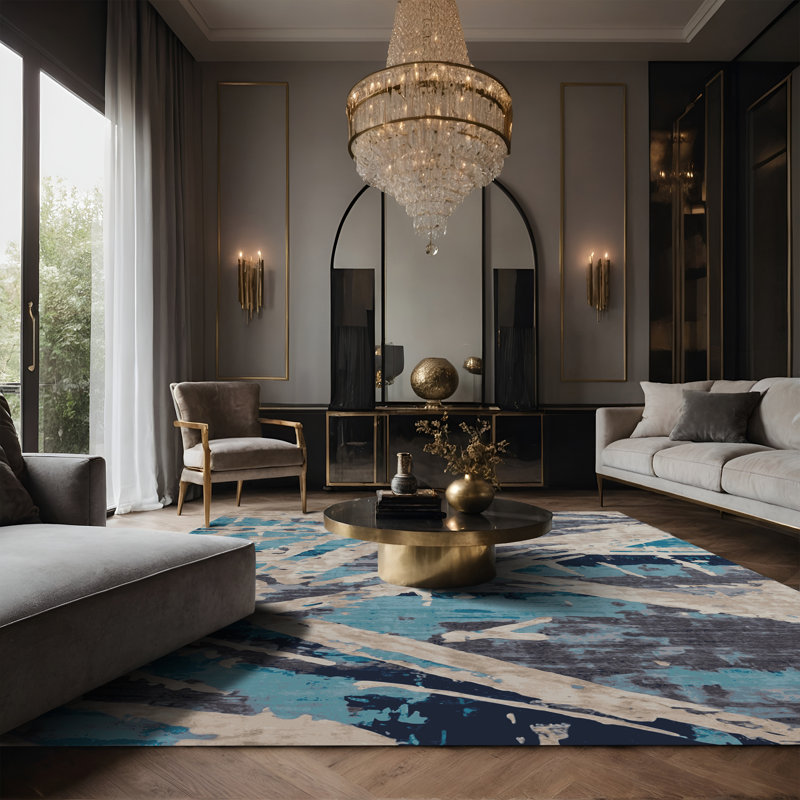 Tapis gris soyeux et moelleux, Rectangle 8 pi x 12 pi