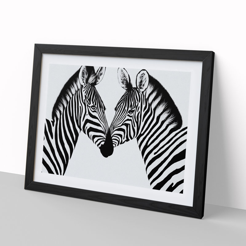 Two Zebras Vol.1 - Single Picture Frame Print, 34cm H x 46cm W x 2cm D, Black
