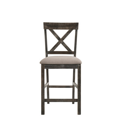 Ensemble de chaises à hauteur de comptoir Martha II en lin brun clair et gris vieilli (ensemble de 2)