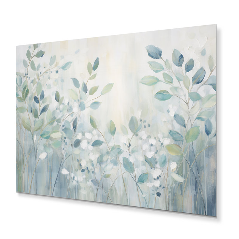 «Blue Botanical Rhythms IV - Abstract Botanicals», reproduction d'art en métal, H 34 po x l 44 po