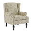 Fauteuil à oreilles tapissier à motif floral damassé blanc Duward avec garniture cloutée-1787762845