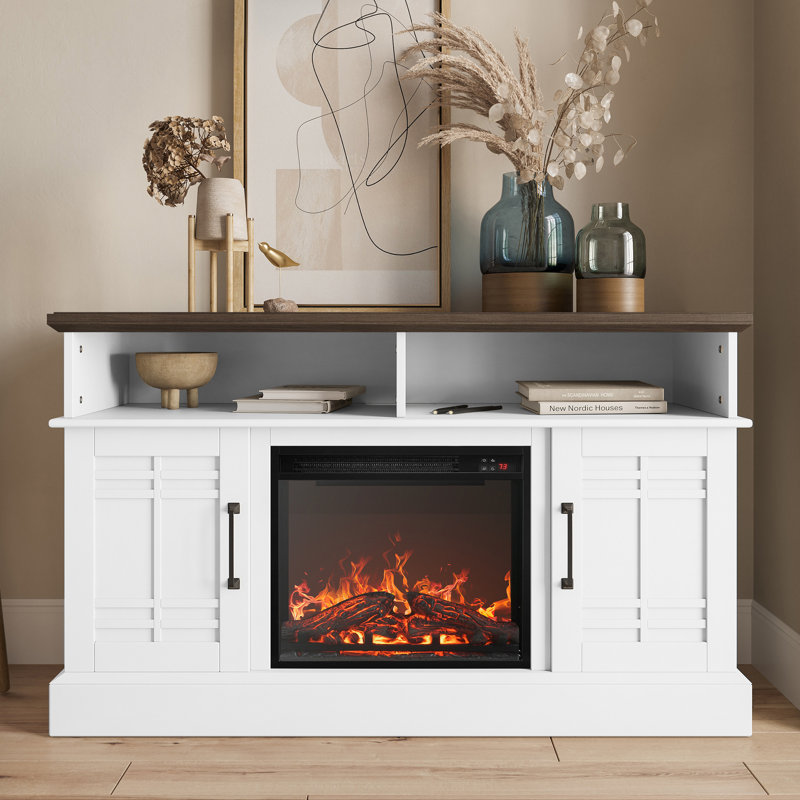Katalayah 50" Media Console TV Stands with Electric Fireplace, 47.7", Gray