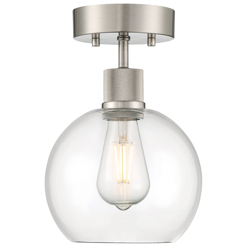 Southglenn Glass Semi Flush Mount, Brushed Steel