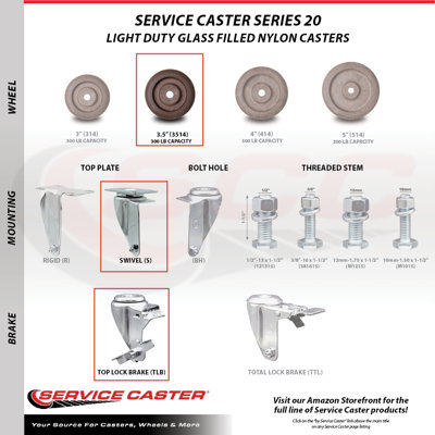 High Temp Glass Caster with Brake