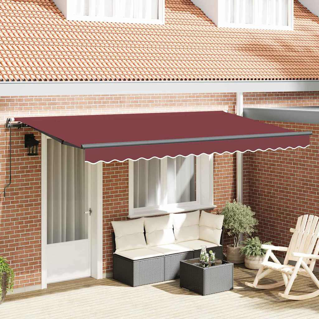 Vidaxl Retractable Awning Burgundy 350 X 200 Cm Polyester, Aluminium