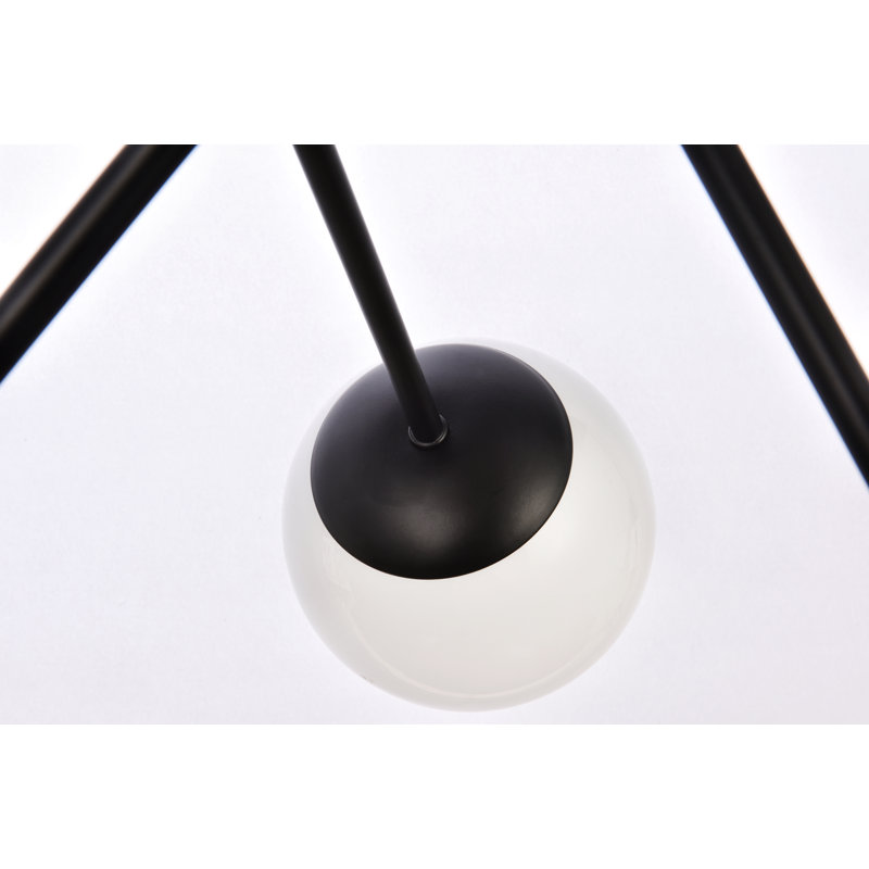 Lustre sphérique spoutnik 6 lumières Geza, Noir, Blanc