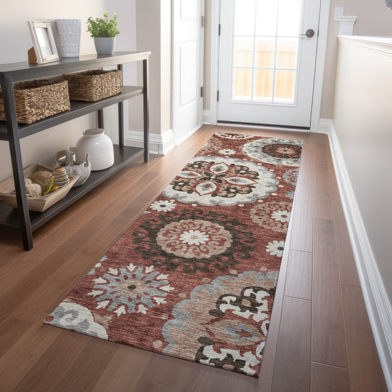 Premium Machine Washable Prisco Paprika Rug, Runner 2'3" x 7'6"