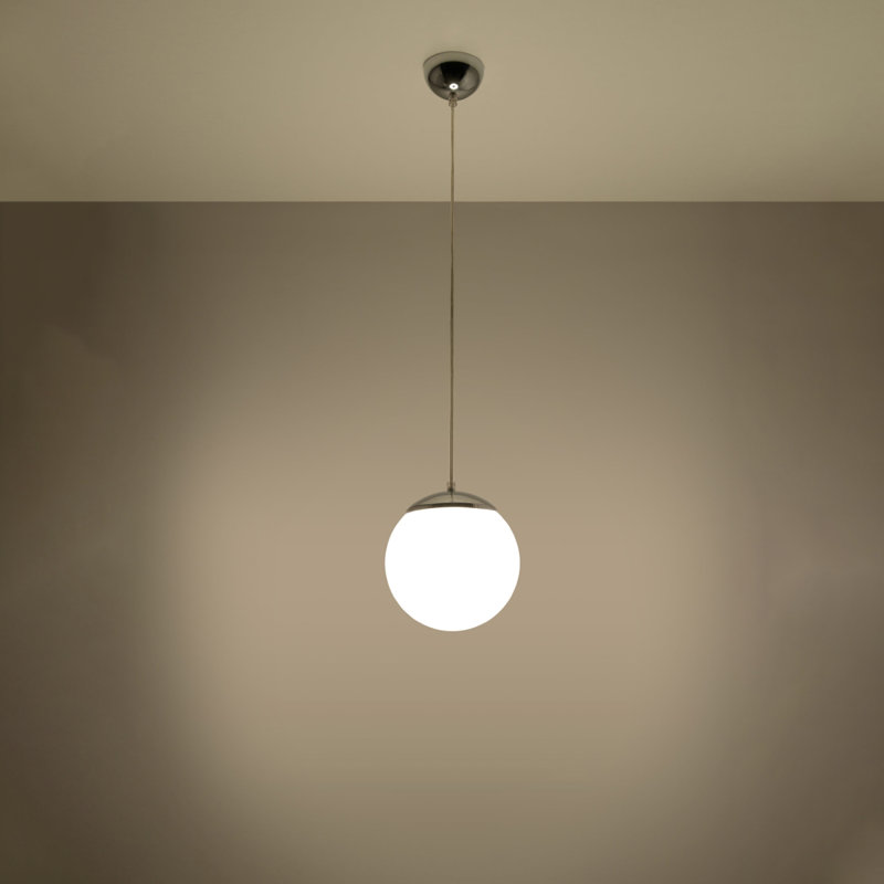 Huings 1 - Light Sphere Pendant, Chrome, 150cm H x 20cm W x 20cm D