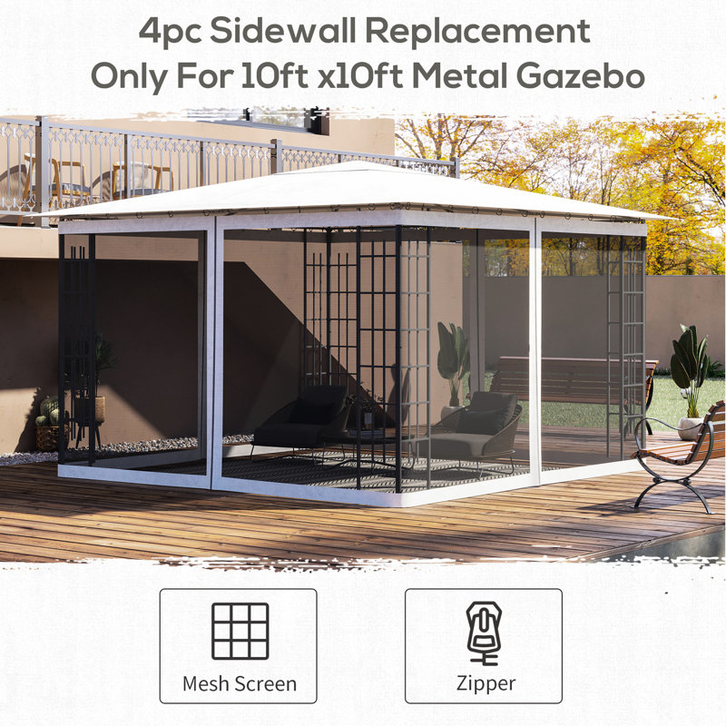 Remplacement de la paroi latérale du pavillon de jardin 10 pi x 12 pi, blanc - espace extérieur contre les insectes et les débris, installation rapide Gardez la zone de la baie propre et simple