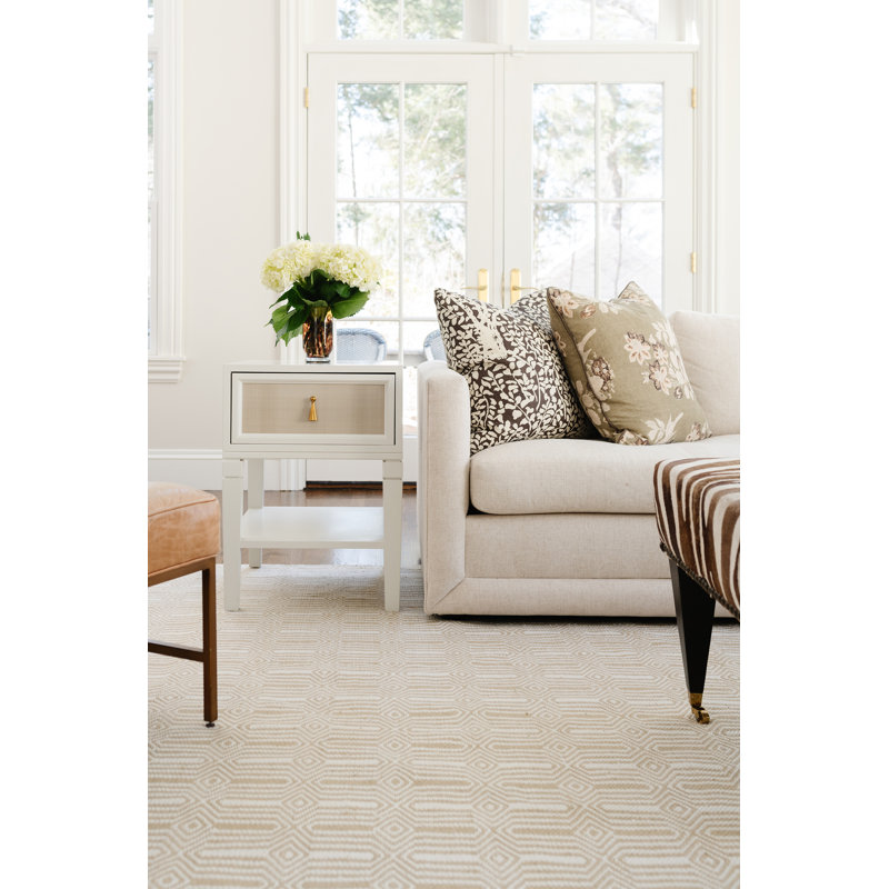 Geometric Area Rug in Beige, Rectangle 3'6" x 5'6"