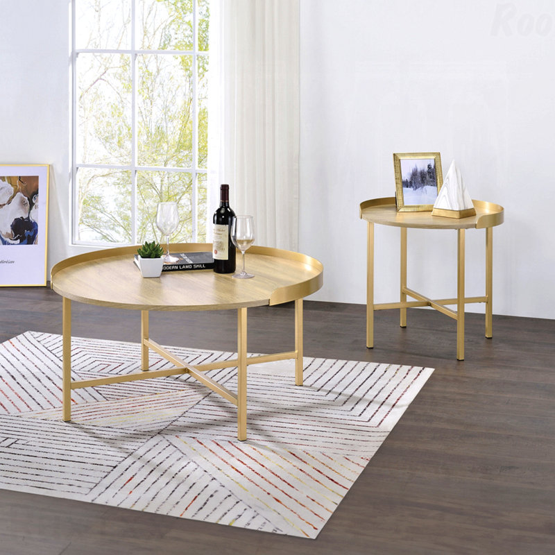 Table basse ronde avec plateau de style plateau