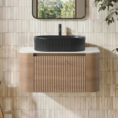 Meuble-lavabo flottant 30 po avec lavabo vasque et porte-serviettes pré-assemblés 30 po