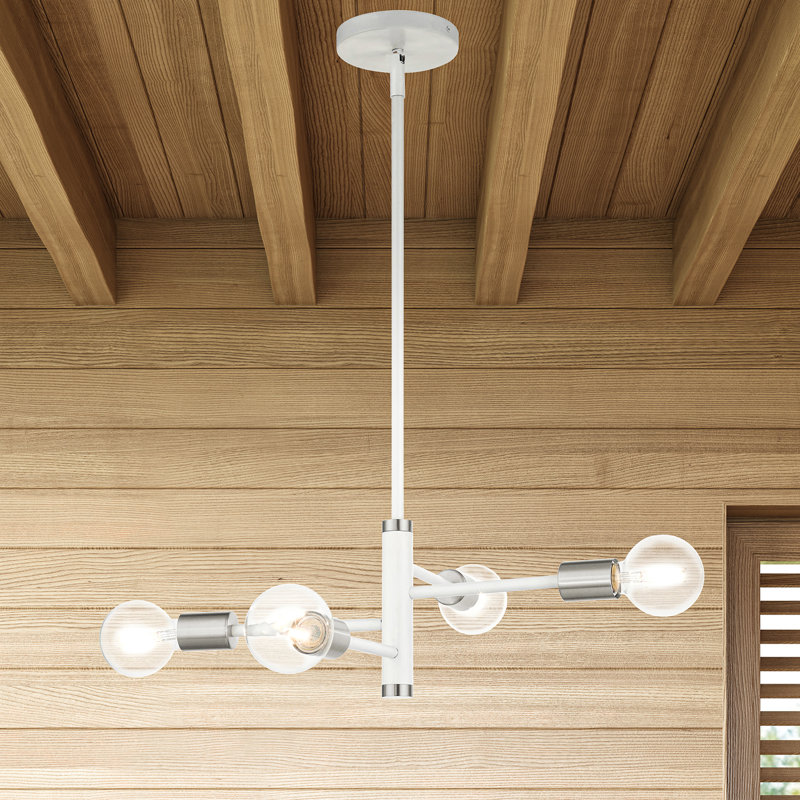 Lustre tambour moderne à 4 lumières Jeffries, Blanc