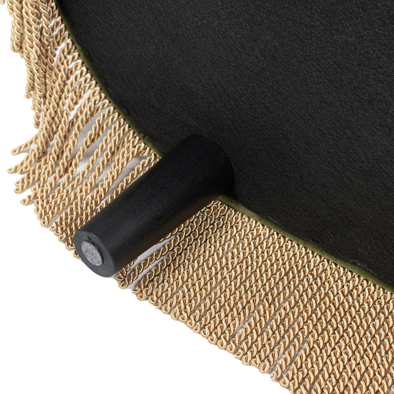 Oval Tufted Bullion Fringe Storage Bench, Olive Green Velvet