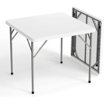 Table pliante 34 po x 34 po, table pliante à pieds en métal d'une capacité de 300 lb pour l'intérieur et l'extérieur