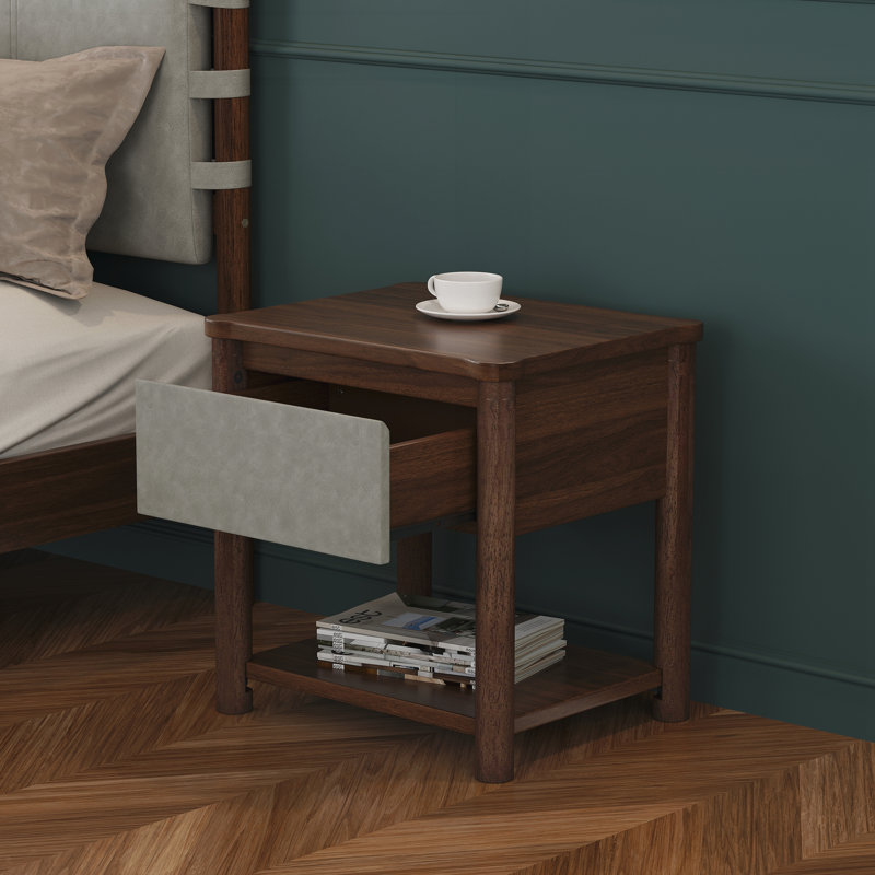 Tables de chevet modernes avec tiroir, Noyer