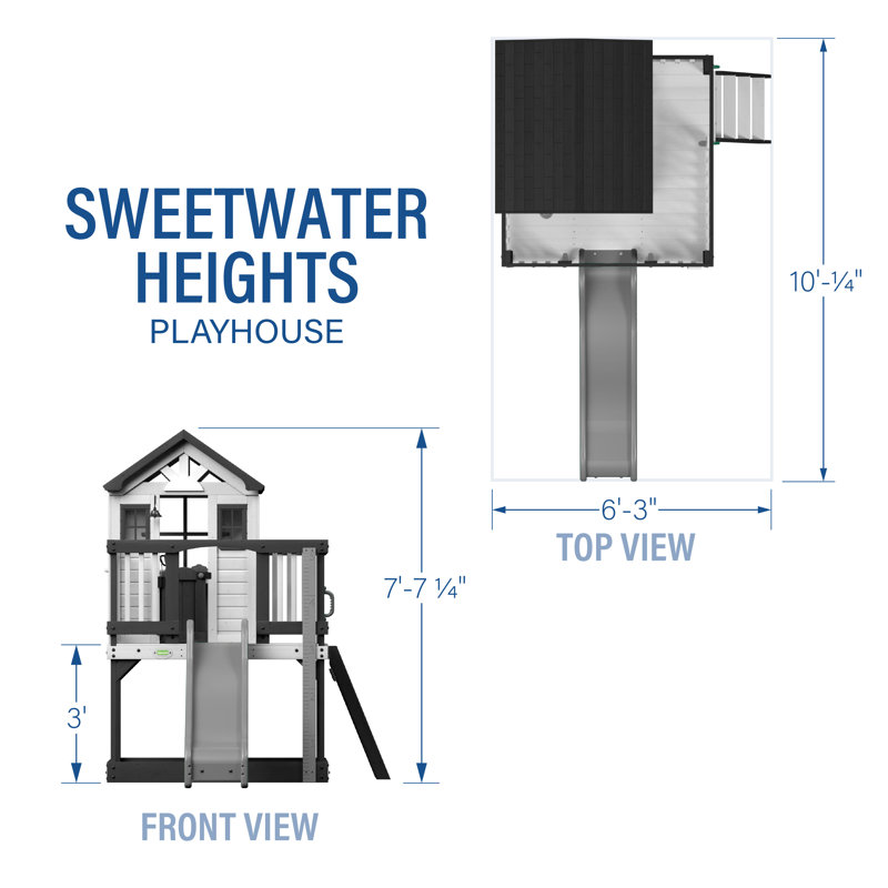 Sweetwater Heights White Cedar Playhouse with Slide and Ladder