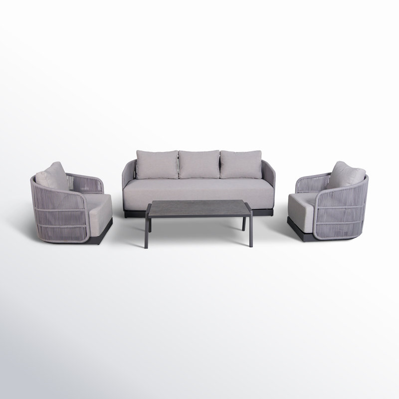Piazza 4 Piece Seating Group with Cushions, Gray