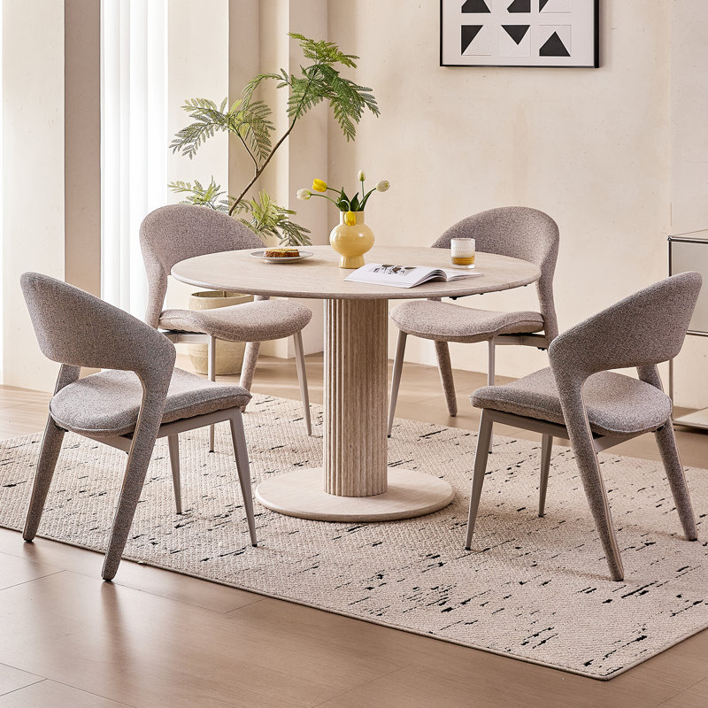 Ensemble de chaises de salle à manger, chaise de cuisine rembourrée en lin moderne [dossier découpé] pour la salle à manger salon salon chambre à coucher