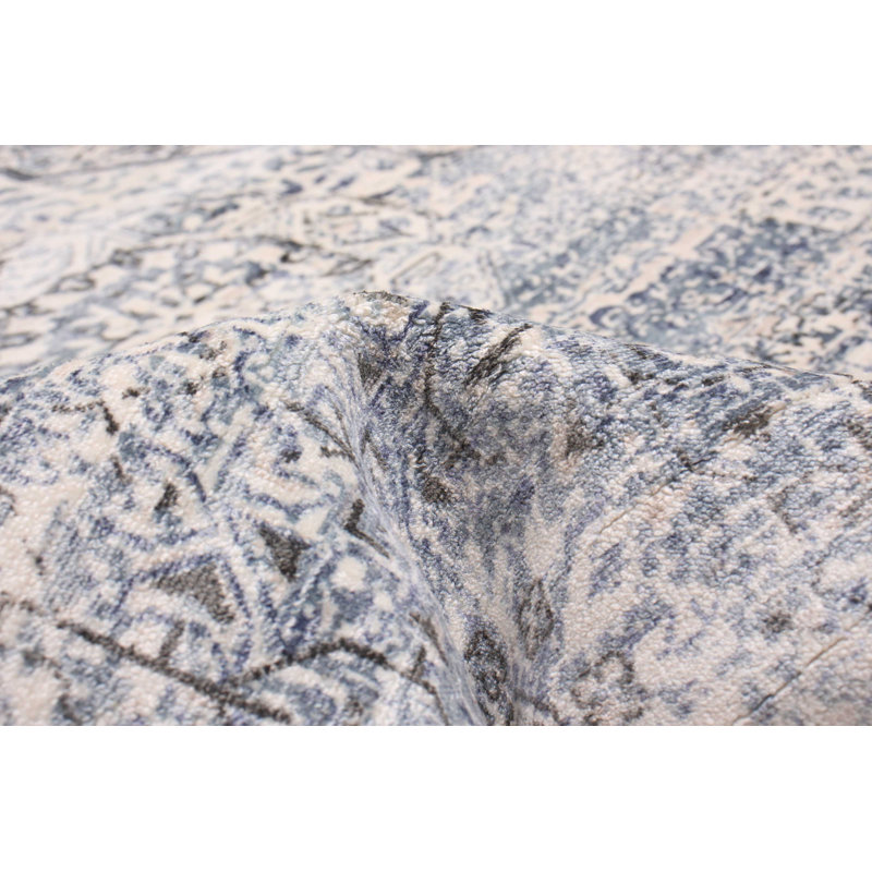 Tapis bleu ardoise unique 9 pi 9 po x 13 pi 8 po One-of-a-Kind