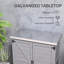 Armoire de rangement en bois avec plateau de table en métal, table de préparation pour l'extérieur avec tablette et portes doubles, banc de rempotage pour patio, cour, gris