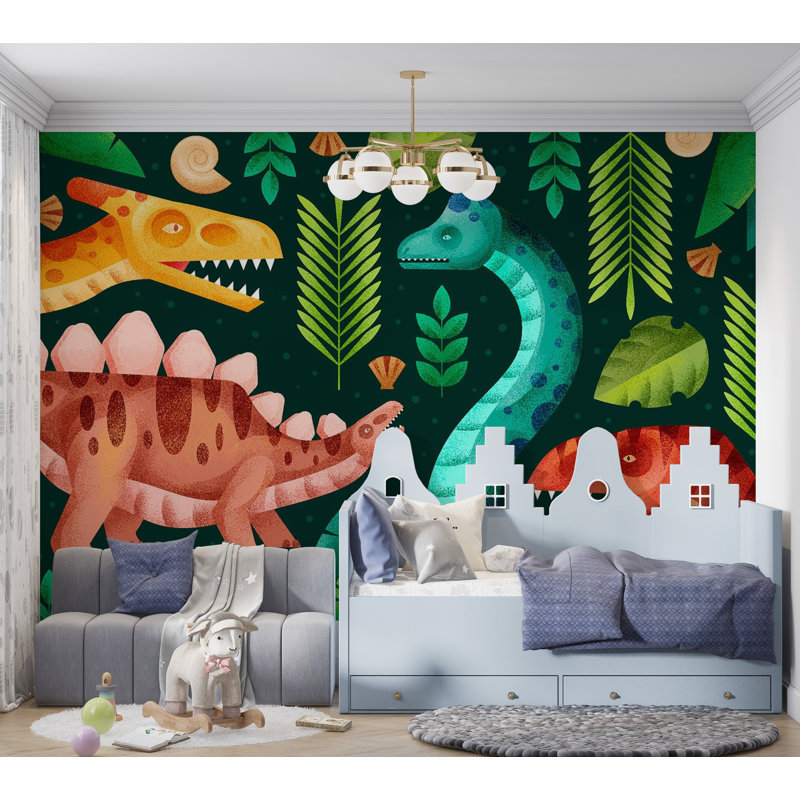 Premium Wallpaper Wall Mural - Dinosaur Jungle, 96" L x 120" W