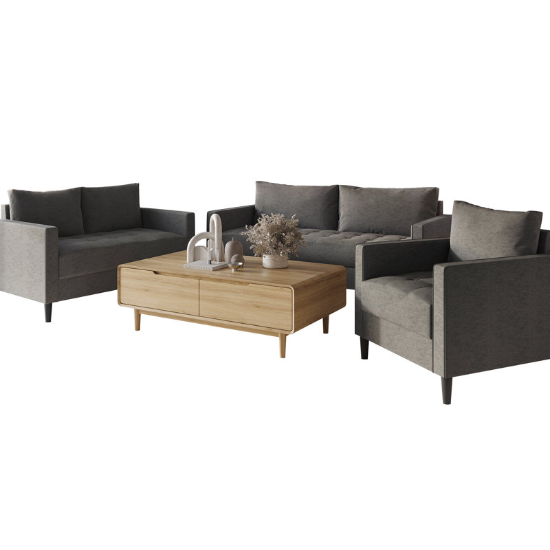 Ensemble de salon 3 pièces Barkim Newquay, Gris foncé