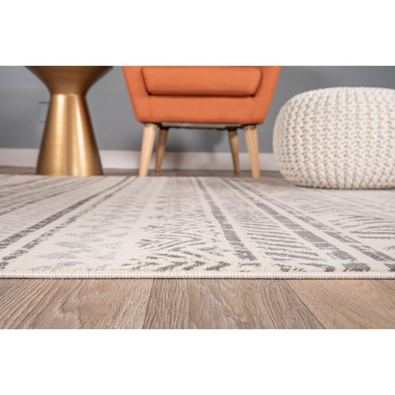Humphrey Southwestern Light Gray/Dark Gray/Ivory Area Rug in Gray, Square 6'6"
