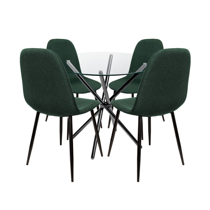 Rousseau 4 - Person Dining Set, Black, Green